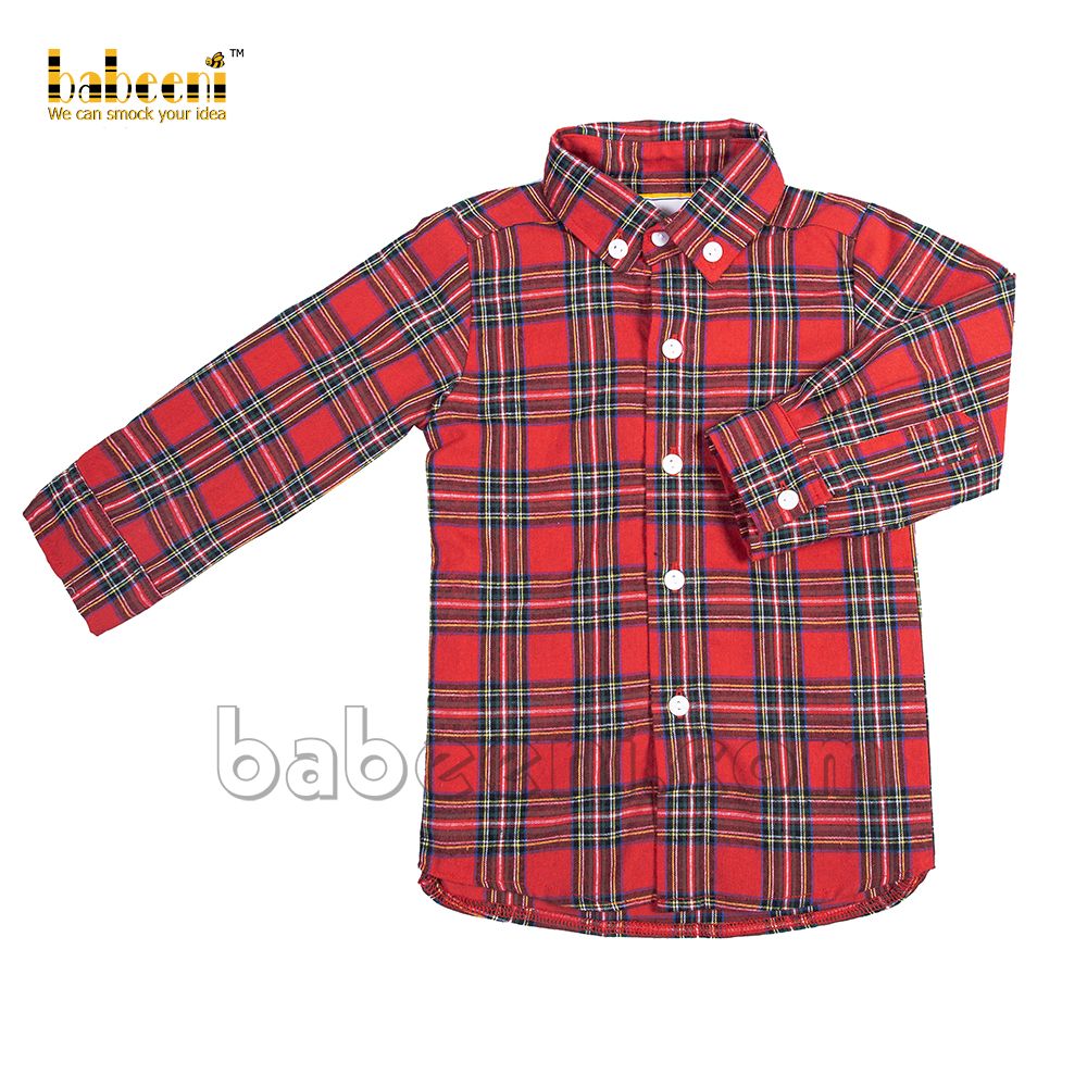 Vintage boy shirt red flannel plaid - TS 37